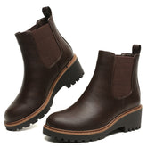 Women's Wedge Chelsea Boots Elastic Platform Lug Sole Slip on Ankle Booties