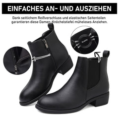 Maxome Stiefeletten Damen Knöchelstiefel Mit Reißverschluss Wasserdichte Leder Stiefeletten Stylische Chelsea Boots Mit Niedrigem Absatz Spitze Zehen Freizeitschuhe Herbst Winter Damenstiefel Schwarz Braun