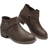 ziitop Stiefeletten Damen Schwarz mit Reißverschluss Elegante Boots Stiefel Damen Spitz Zulaufend Schnalle Western Chelsea Ankle Boots Herbst Winter Schuhe Ungefüttert Vielseitig Kurzstiefel