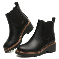 Women's Wedge Chelsea Boots Elastic Platform Lug Sole Slip on Ankle Booties