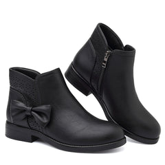 Girls Boots Waterproof Ankle Boots Side Zipper Low Heel Round Toe Fall Dress Booties for Toddler/Little Kid/Big Kid