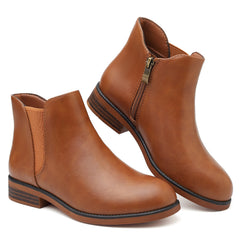 Girls Boots Waterproof Ankle Boots Side Zipper Low Heel Round Toe Fall Dress Booties for Toddler/Little Kid/Big Kid