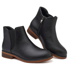 Girls Boots Waterproof Ankle Boots Side Zipper Low Heel Round Toe Fall Dress Booties for Toddler/Little Kid/Big Kid