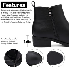Maxome Stiefeletten Damen Knöchelstiefel Mit Reißverschluss Wasserdichte Leder Stiefeletten Stylische Chelsea Boots Mit Niedrigem Absatz Spitze Zehen Freizeitschuhe Herbst Winter Damenstiefel Schwarz Braun