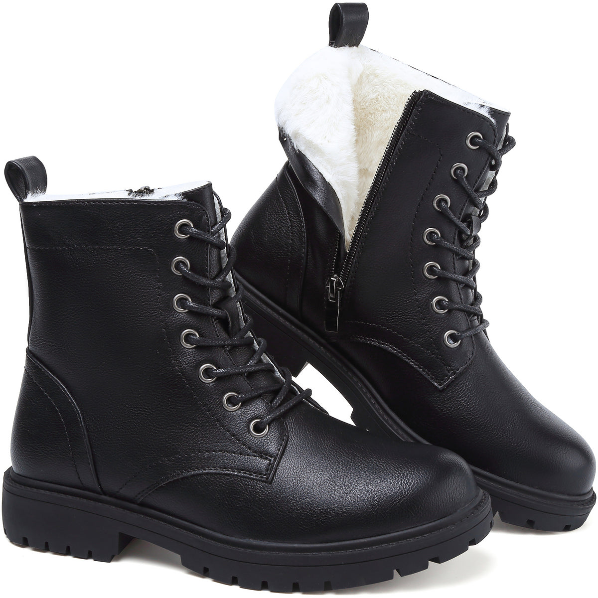Maxome Winterschuhe Damen Gefüttert Winterstiefel mit Reißverschluss Schnürstiefel Wasserdicht Rutschfest Kurzschaft Stiefeletten Bequeme Casual Ankle Boots Warme Stiefel Größe 36-42