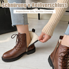 Maxome Winterschuhe Damen Gefüttert Winterstiefel mit Reißverschluss Schnürstiefel Wasserdicht Rutschfest Kurzschaft Stiefeletten Bequeme Casual Ankle Boots Warme Stiefel Größe 36-42