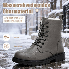 Maxome Winterschuhe Damen Gefüttert Winterstiefel mit Reißverschluss Schnürstiefel Wasserdicht Rutschfest Kurzschaft Stiefeletten Bequeme Casual Ankle Boots Warme Stiefel Größe 36-42