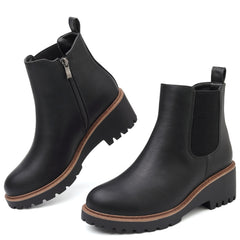 Women's Wedge Chelsea Boots Elastic Platform Lug Sole Slip on Ankle Booties