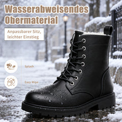 Maxome Winterschuhe Damen Gefüttert Winterstiefel mit Reißverschluss Schnürstiefel Wasserdicht Rutschfest Kurzschaft Stiefeletten Bequeme Casual Ankle Boots Warme Stiefel Größe 36-42