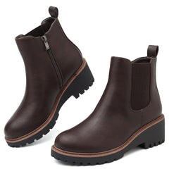 Women's Wedge Chelsea Boots Elastic Platform Lug Sole Slip on Ankle Booties