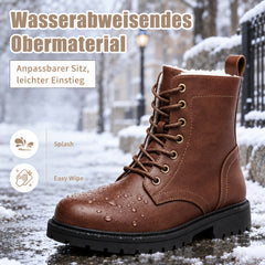 Maxome Winterschuhe Damen Gefüttert Winterstiefel mit Reißverschluss Schnürstiefel Wasserdicht Rutschfest Kurzschaft Stiefeletten Bequeme Casual Ankle Boots Warme Stiefel Größe 36-42