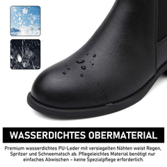 Maxome Stiefeletten Damen Knöchelstiefel Mit Reißverschluss Wasserdichte Leder Stiefeletten Stylische Chelsea Boots Mit Niedrigem Absatz Spitze Zehen Freizeitschuhe Herbst Winter Damenstiefel Schwarz Braun
