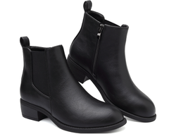 Maxome Stiefeletten Damen Knöchelstiefel Mit Reißverschluss Wasserdichte Leder Stiefeletten Stylische Chelsea Boots Mit Niedrigem Absatz Spitze Zehen Freizeitschuhe Herbst Winter Damenstiefel Schwarz Braun