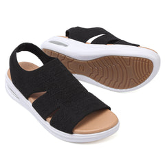 Women's Summer Walking Sandals Slip On Air Cushion Support Platform Sandals Open Toe Ankle Strap Dress Sandal Shoes