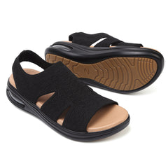 Women's Summer Walking Sandals Slip On Air Cushion Support Platform Sandals Open Toe Ankle Strap Dress Sandal Shoes