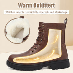 Maxome Winterschuhe Damen Gefüttert Winterstiefel mit Reißverschluss Schnürstiefel Wasserdicht Rutschfest Kurzschaft Stiefeletten Bequeme Casual Ankle Boots Warme Stiefel Größe 36-42