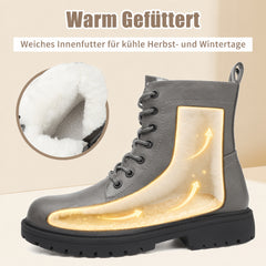 Maxome Winterschuhe Damen Gefüttert Winterstiefel mit Reißverschluss Schnürstiefel Wasserdicht Rutschfest Kurzschaft Stiefeletten Bequeme Casual Ankle Boots Warme Stiefel Größe 36-42