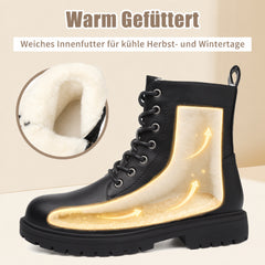 Maxome Winterschuhe Damen Gefüttert Winterstiefel mit Reißverschluss Schnürstiefel Wasserdicht Rutschfest Kurzschaft Stiefeletten Bequeme Casual Ankle Boots Warme Stiefel Größe 36-42